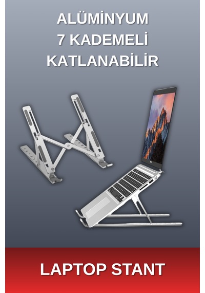 Alepera Electronic - Ayarlanabilir Laptop Standı - Alüminyum - 7 Kademeli - Gri Renk