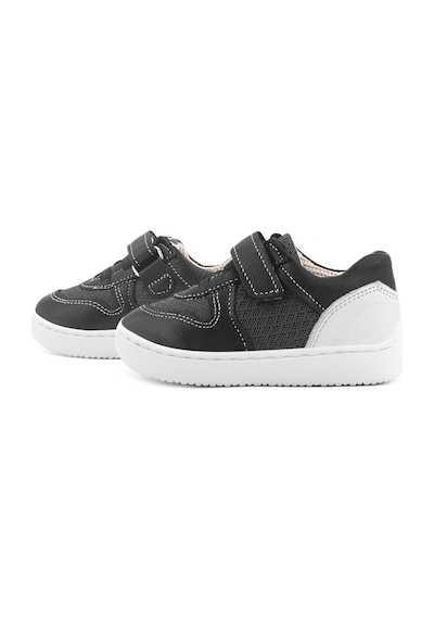 Rakerplus Bob Hakiki Deri Siyah Barefoot Cırtlı Lastikli Bebek Sneaker Ayakkabı Siyah