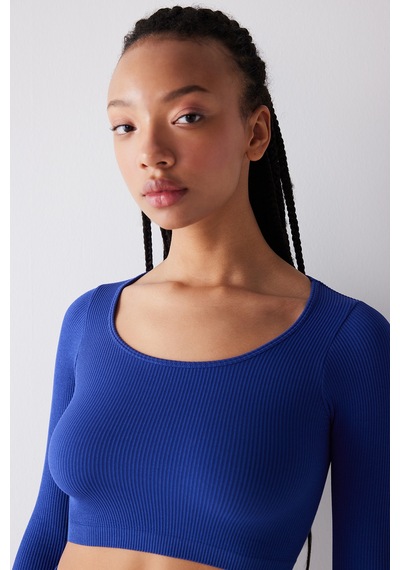 Penti Seamless Dikişsiz Ribbed Active Saks Mavisi Üst Ph8tpl8k24ıy-sa8