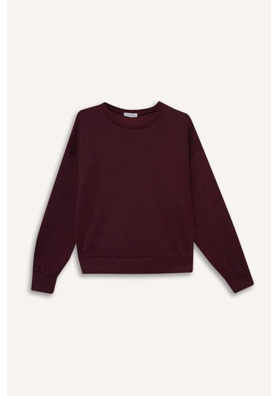 Defacto Bisiklet Yaka Modal Sweatshirt G2913ax25aubr115 Bordo