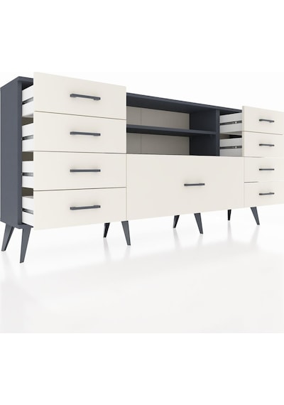 Arges Konsol 2 Raflı 9 Çekmeceli 176x30x83 Antrasit-antrasit/aytaşı Antrasit/aytaşı Arges Konsol 2 Raflı 9 Çekmeceli 176x30x83 Antrasit-antrasit/aytaşı Antrasit/aytaşı