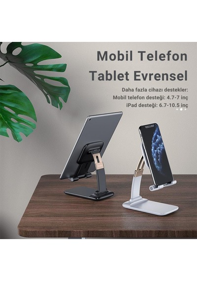 Essager Pro Açı Ve Yükseklik Ayarlı Telefon Ve Tablet Tutucu Stand, Kaydırmaz Masaüstü Dönebilen Stand 1 Adet