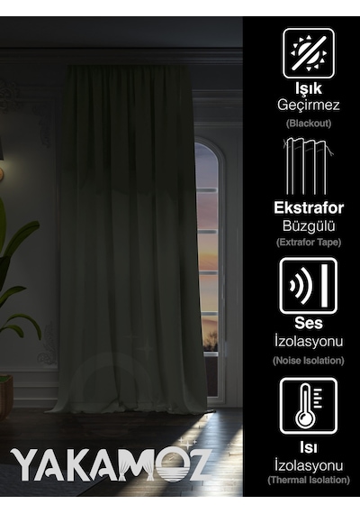 Yüksek Kalite Taş Rengi Karartma Blackout Fon Perde Ekstrafor Büzgülü Tek Kanat Dark Touch Serisi Taş Rengi Taş