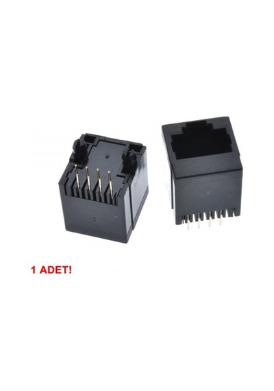 Devremarkt 8p8c Plastik Dikey Tip Rj45 Soket Ethernet Bağlantı Soketi 8 Pin Pcb Montaj 180 Derece Dıp 1 Port