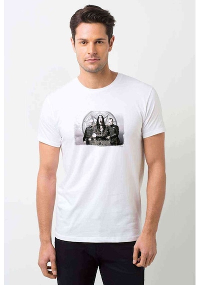 Dimmu Borgir Metal Rock Music Grubu Baskılı Beyaz Erkek Tshirt
