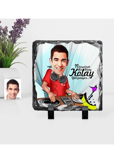 Kişiye Özel Bay Dj Karikatürlü Dekoratif Doğal Taş - 1