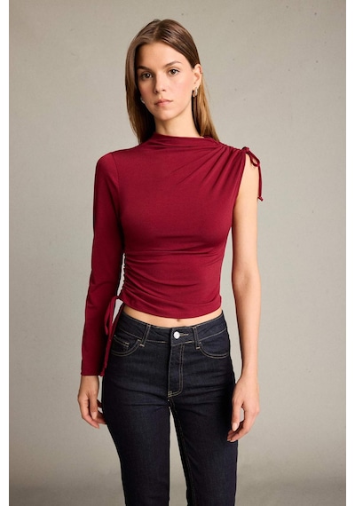 Defacto Tek Omuzlu Büzgülü Bluz G5051ax25wnbr229 Bordo