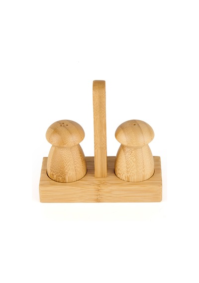 Mienn Bambu Mini Tuzluk Biberlik - Kahverengi - 12x5,2x12 Cm Renkli