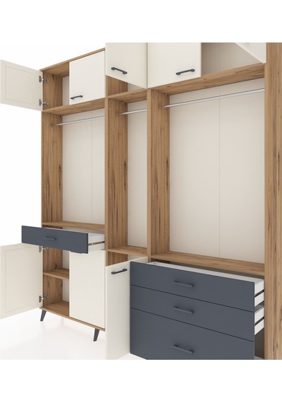 Arges Dolap 8 Raflı 4 Çekmeceli 3 Askılı 220x30x243 Çam-aytaşı/antrasit Aytası/antrasıt Arges Dolap 8 Raflı 4 Çekmeceli 3 Askılı 220x30x243 Çam-aytaşı/antrasit Aytası/antrasıt