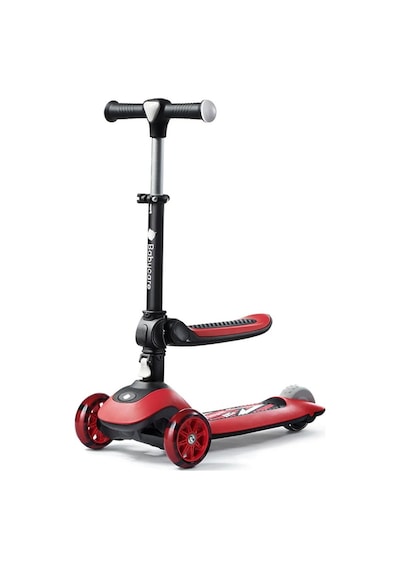 Baby Care Manuel Scooter 3 Tekerlekli, Katlanabilir Koltuklu, Kırmızı, 100 Kg Taşıma Kapasiteli Çocuk Bisikleti
