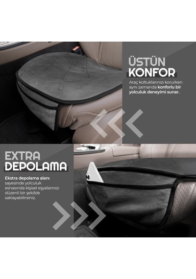Otom Premium Ön Koltuk Minderi Yüksek Kalite Süet Ekstra Cepli