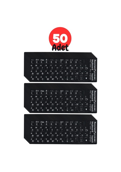 Rusça İngilizce Klavye Etiketi-50 Adet-rusça Klavye Sticker