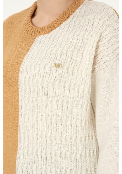 U.S. Polo Assn. Kadın Camel Melanj Bisiklet Yaka Kazak 50291624-VR122
