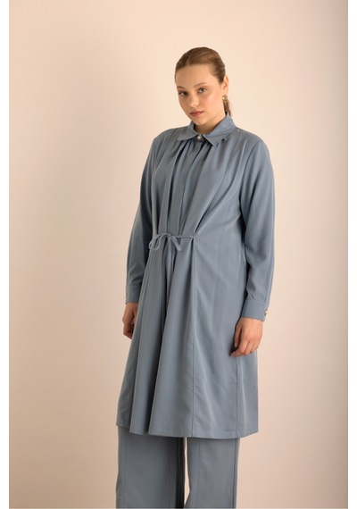 Aker İndigo Beli Bağcıklı Cotton Tunik İndigo İndigo