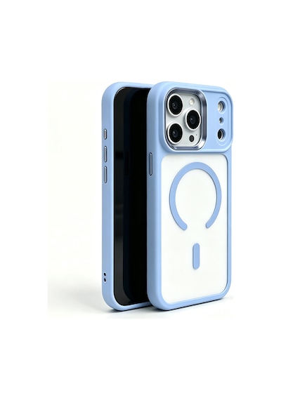 Apple iPhone Uyumlu 18 Pro Max Kılıf Magsafe Şeffaf Arka Yüz Kamera Yükseltili Silikon Pazarplus Açık Mavi