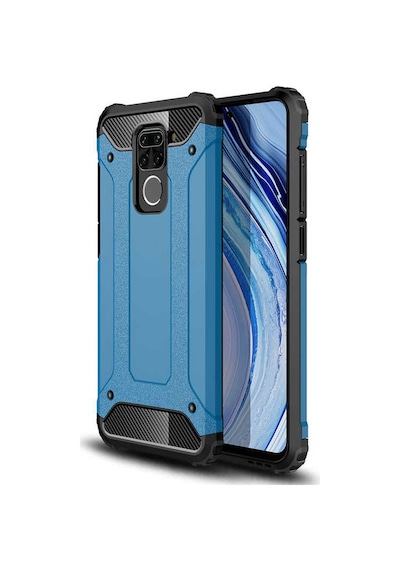 Noktaks - Redmi Note 9 Uyumlu - Kılıf Çift Katman Zırh Tank Crash Military Kapak - Mavi Mavi