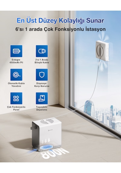 Ecovacs Winbot W2 Pro Omni Cam Silme Robotu Ve Cam Silme Solüsyonu Beyaz