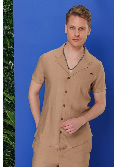 Efor G 1549 Slim Fit Camel Klasik Gömlek Camel