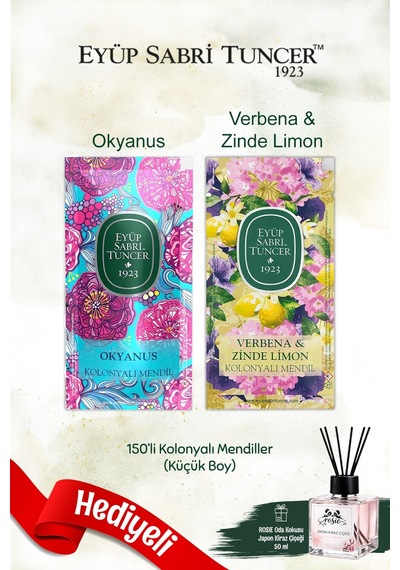 Eyüp Sabri Tuncer Okyanus & Verbena Zinde Limon Kolonyalı Mendil 150'li ve Rosie Oda Kokusu Tekli
