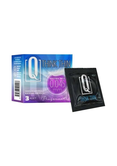 Q Thınk Thın Extra İnce 0.045 Mm Prezervatif 3'lü Paket - Lq1506