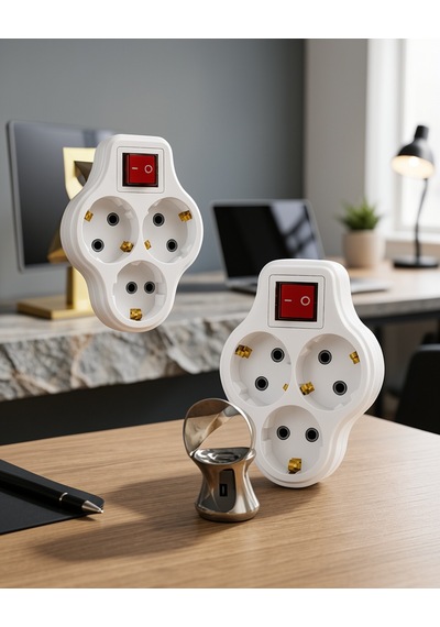 3 Prizli Direkt Takmalı Anahtarlı Priz Çoğaltıcı 2'li Set 0