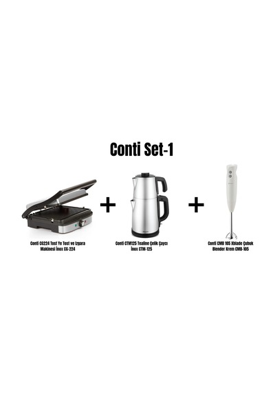 Conti Set-1 Tost Makinesi, Çaycı Ve Çubuk Blender Inox