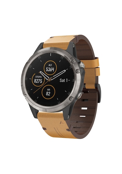 Caseonn Garmin Fenix 7x Sapphire Solar Kordon Quickfit Klasik Deri Yedek Kayış Taba
