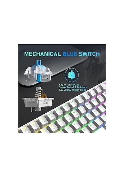 Tk-04 Mekanik Klavye Rgb Işıklı Kablolu Q Klavye 12 Işık Modu Blue Switch Oyuncu Klavyesi