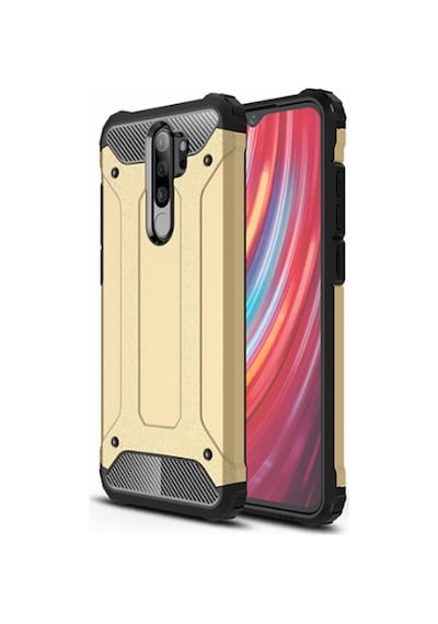 Kilifone - Xiaomi Uyumlu Redmi Note 8 Pro - Kılıf Çift Katman Zırh Tank Crash Military Kapak - Gold