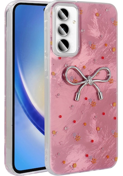 Galaxy A55 Uyumlu Uyumlu Kılıf Kamera Korumalı Figürlü Zore Ponti Silikon Kapak - Açık Pembe AÇIK PEMBE