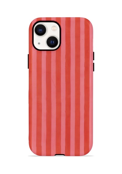 Apple iPhone Uyumlu 13 Vorian Çift Katmanlı Magsafe Kılıf Tomato Red Stripe