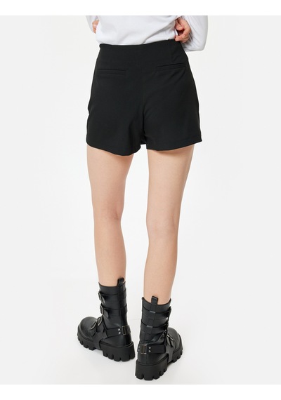 Koton Mini Şort Etek Slim Fit Standart Bel Siyah 5wal70013ıw Siyah