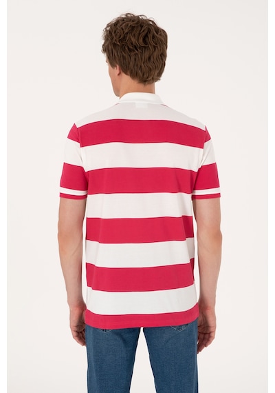 U.S. Polo Assn. Erkek Regular Fit Vişne Polo Yaka Çizgili Tişört 50306827-VR223