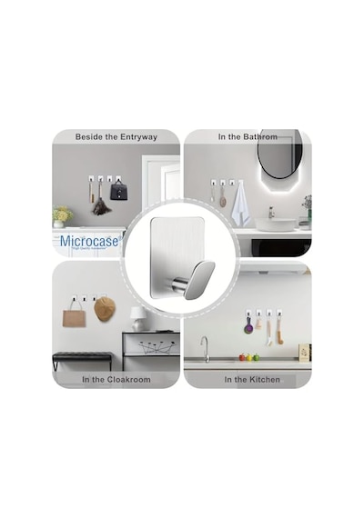 Yapışkanlı Paslanmaz Çelik Banyo Mutfak Eşya Havlu Vb Metal Askılık - Al5180 2 Adet Siyah Çok Renkli