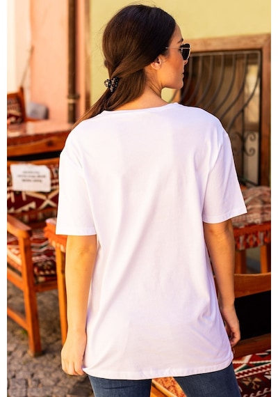 Blackjack Giyim Kadın Beyaz Satürn Tshirt Beyaz