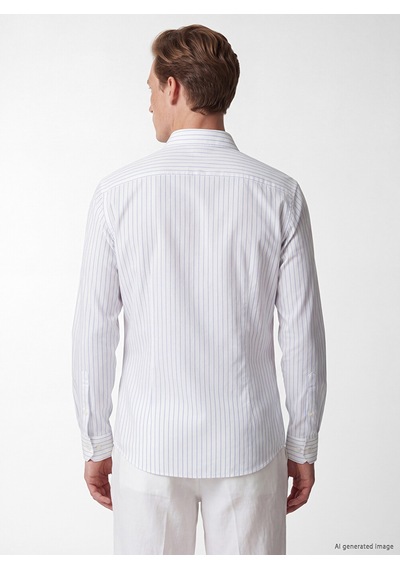 Lcw Busıness Mavi Slim Fit Çizgili Erkek Gömlek