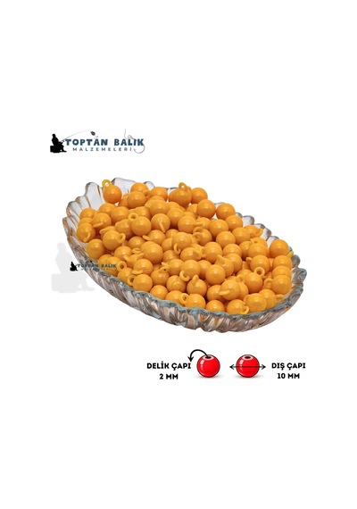 Kulplu Sarı Sazan Balık Boncuğu 10 Mm Kulp / İç Çap: 2 Mm - 50