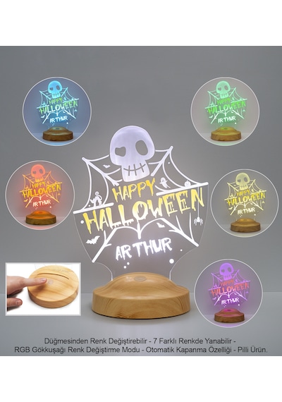 Cadılar Bayramı Halloween Hediyesi, Happy Halloween Led Lamba