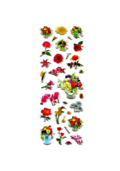 Sticker Kabartmalı Stiker Defter, Planlayıcı Etiket - Jf1221 16x7 Cm- Çiçek Buket