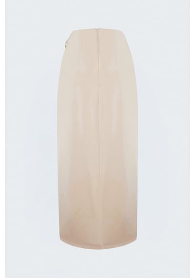 Sateen Toka Detaylı Saten Etek - Bej-138022