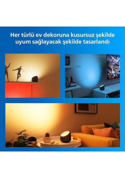 Philips Smart Lighting Squire Lite Akıllı Masa Lambası - Siyah - Google Home, Alexa, Homekit Ve Matter Uyumlu Çok Renkli