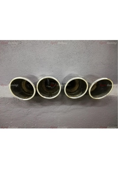 Yuvarlak Eğik Ağız 90mm Çift Çıkış Egzoz Ucu. Sağ Sol Takım N11.205