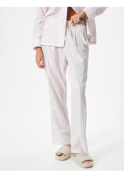 Koton Pijama Altı Düz Paça Beli Lastikli Pınk Strıpe 4slk50038mw Pembe Çizgili Pembe