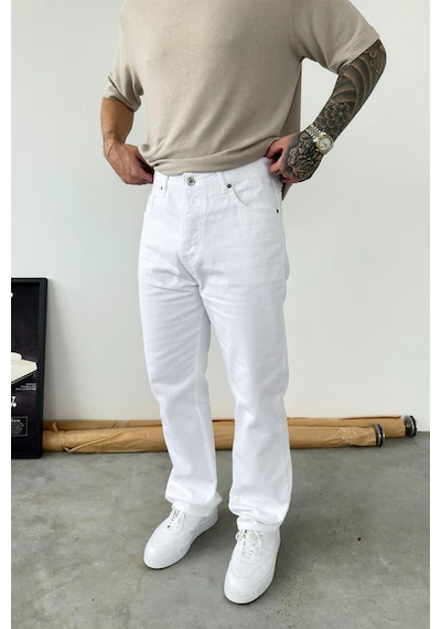 Beyaz Basic Baggy Pantolon