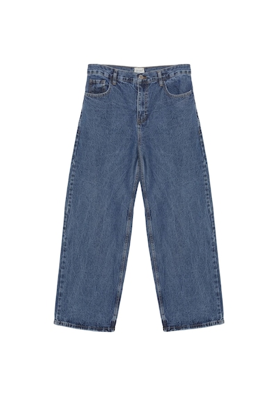 Quzu Paçası Yırtık Denim Pantolon Mavi Mavi