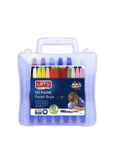 Pastel Boya Plastik Çantalı 24'Lü 1 Paket Lets Pastel Boya Plasti