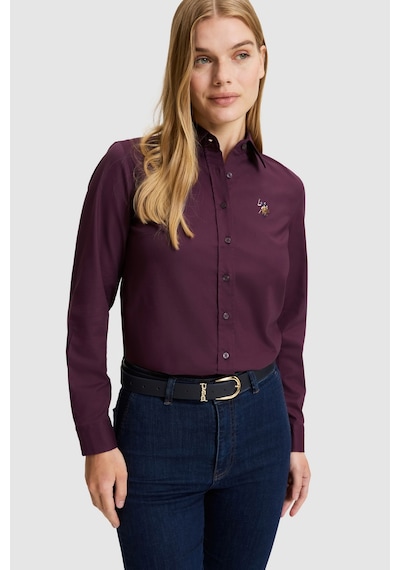 U.S. Polo Assn. Kadın Bordo Uzun Kollu Basic Gömlek 50329503-vr180 Dark Plum