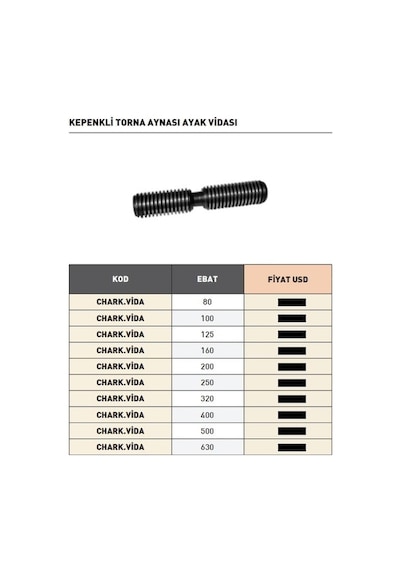 Fett 250mm Harvest Kepenkli Torna Aynası Ayak Vidası