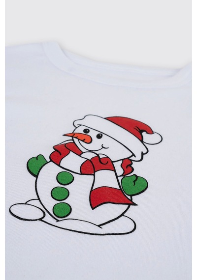 Panço Yenidoğan Kardan Adam Baskılı Kırmızı Pijama Takımı