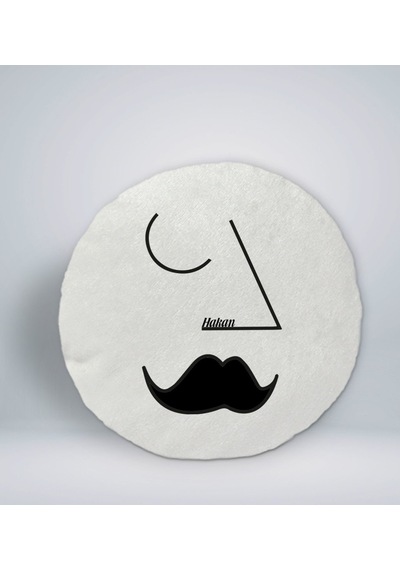 Bk Gift Kişiye Özel İsimli Picasso Erkek Figürlü Yuvarlak Araç Koltuk Yastığı-1